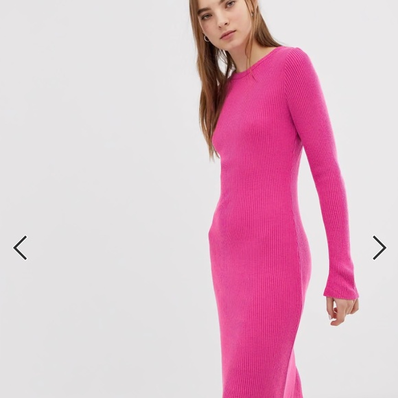 ASOS Ribbed Knit A-Line Midi Sweater Dress - Picture 4 of 12
